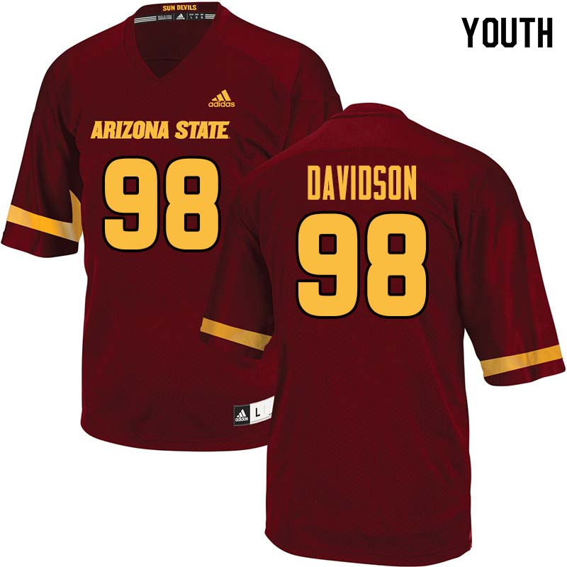Youth #98 D.J. Davidson Arizona State Sun Devils College Football Jerseys Sale-Maroon